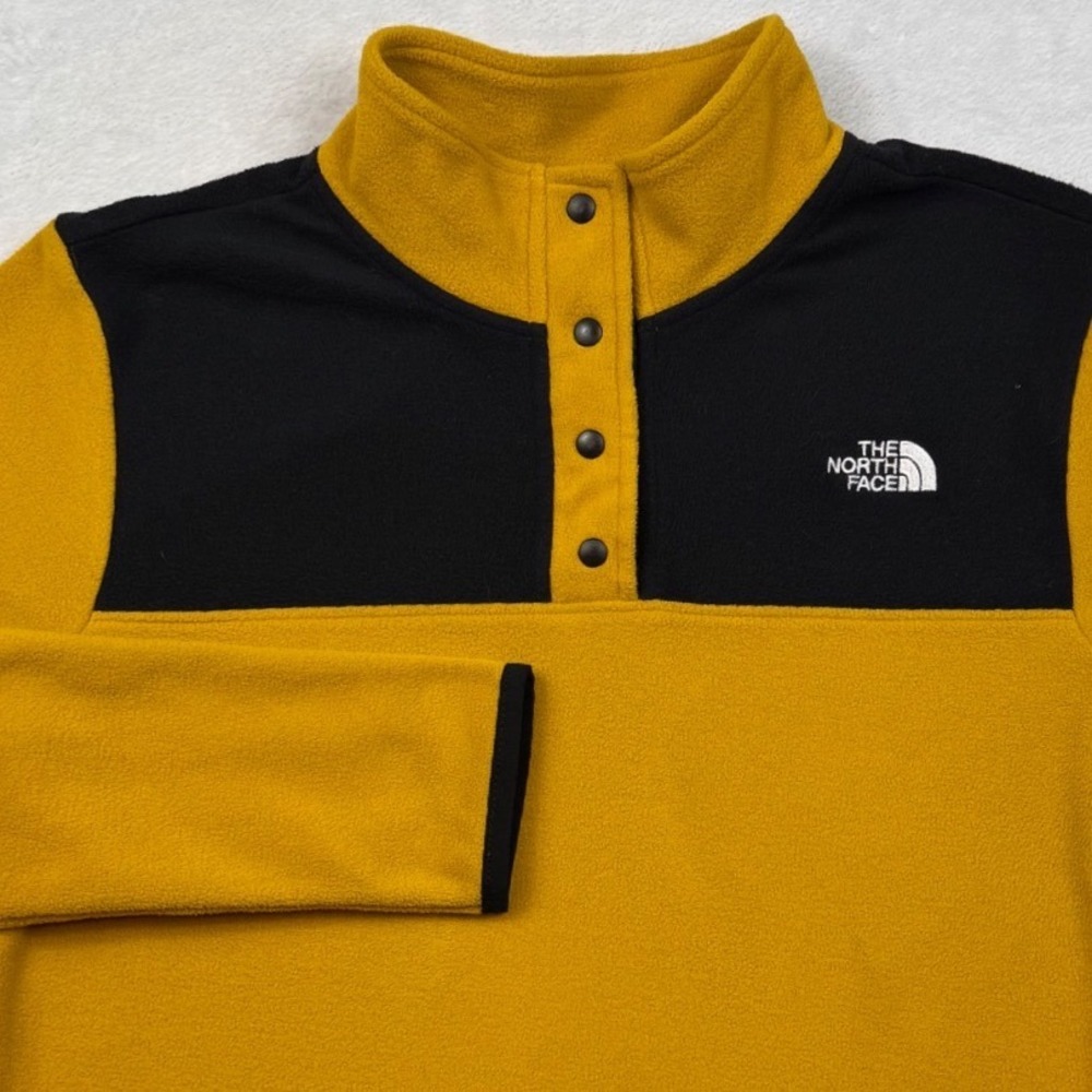 The North Face Womens TKA Glacier Snap Fleece Pullover Yellow Black Small